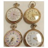 4 pocket watches with fancy dials including