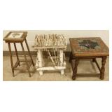 2 tile top tables & birch twig table