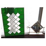 Stained & beveled glass panel & slag glass beveled