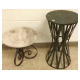 18" high metal base marble top table & 28" metal