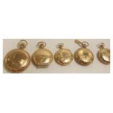 5 small pocket watches with engraved hunter