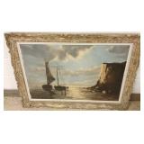 Signed E. Vegtman oil on canvas - harbor with