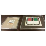 2 framed mod artworks - 1 pencil signed 1969