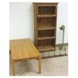Pine cabinet, low table, coat rack, Stiffel lamp