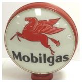 Vintage metal Mobilgas globe - 1 lens cracked