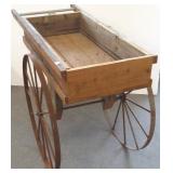 Wood & iron wheel flower peddler cart