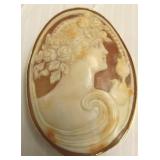 Approx. 1 3/4" carved shell cameo pendant in 14k