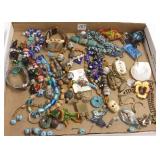 Group assorted jewelry, handmade art glass beads,