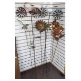 7 - metal garden stakes including bicycles,
