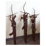 3 - 36" artists iron wall sculptures