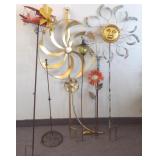 Group metal garden whirligigs, spinners, etc.