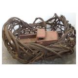 24" artists metal cable basket with chain, etc.