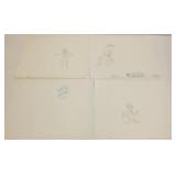 4 animation art drawings including Elmer Fudd,