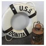 U.S.S. Donita life saver & ships lantern