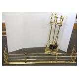 Brass fireplace fender & tools