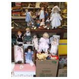 Group of collector dolls including Effanbee, some