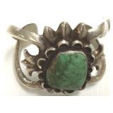 Heavy handcast Southwest silver bracelet set with