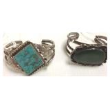 2 Southwest silver etc. bracelets set with