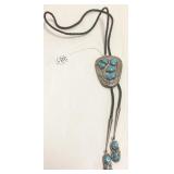 Signed Effie C. Zuni silver & turquoise bolo