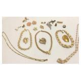 Group of signed etc. costume jewelry, gold filled,