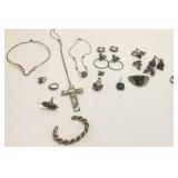 Group of assorted sterling & silver etc. jewelry-