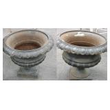 2- 20" ornate cast iron urns