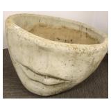 24" cement face motif planter