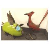 20" metal garden pig & a road runner