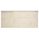 6 original animation sketches- Disney