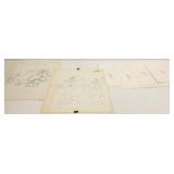 6 animation original sketches- Disney, etc.