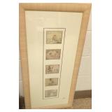 Framed grouping of 5 Disney small prints