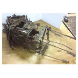 24" scrap iron artist birdhouse sculpture