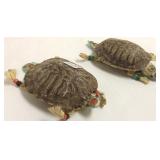 2 signed White Rabbit beaded turtle fetishes