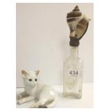 Artist signed bottle & a B&G cat