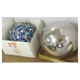 2 orbs- 1 studded with art glass medallions