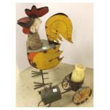 25" metal rooster figure & a metal tractor