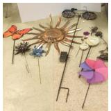 Group of garden decor on stakes