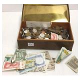 Group of assorted foreign coins & currency