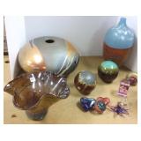 Group art glass, studio pottery, etc