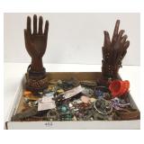 Group assorted jewelry & 2 hand displays