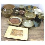 Group assorted studio pottery- some signed
