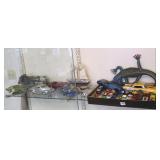 Group diecast cars, train, beaded lizard, etc