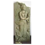 Approx 54" stone temple plaque (as is)