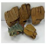(5) VINTAGE BASEBALL MITTS