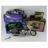 DIECAST TRACTOR, POSTAL TRUCK & MOTORCYCLE