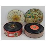(2) TINS OF 45 VINYL RECORDS