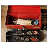 ASSORTED TOOLS IN RED TOOL BOX