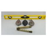 CAULK LINES, WOOD RULER & LEVEL