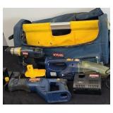 RYOBI 18V TOOL SET WITH BAG - BATTERY OPERATED