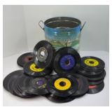 TIN OF ASSTD 45 VINYL RECORDS